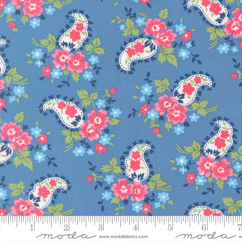 A Cat Named Stitch Paisley Florals Blue