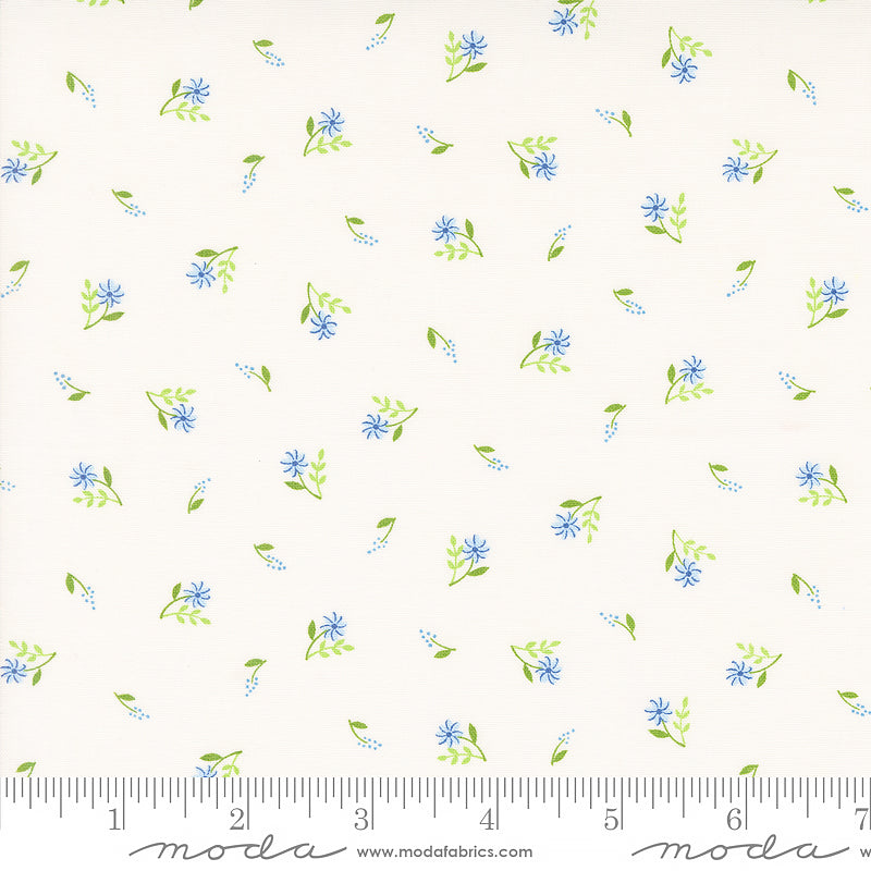 On Lake Time Ditsy Flowers Cloud White