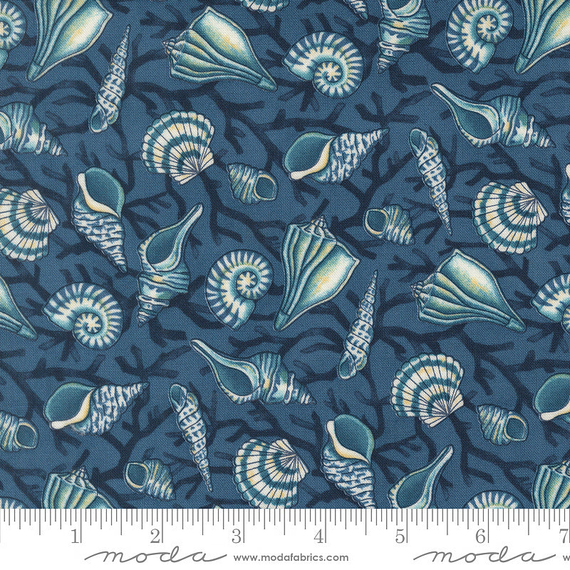 Seaside Tossed Seashells Ocean Blue