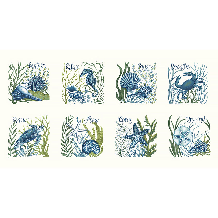 Seaside 24" Coastal Tiles Panel Seafoam White