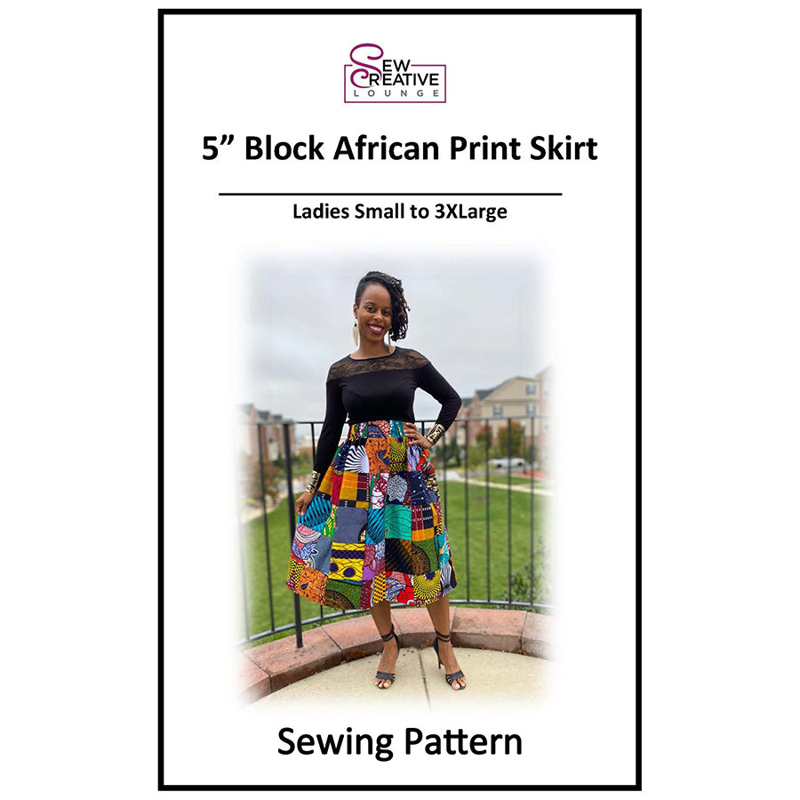 5" Block African Patchwork Skirt Pattern by Sew Creative Lounge