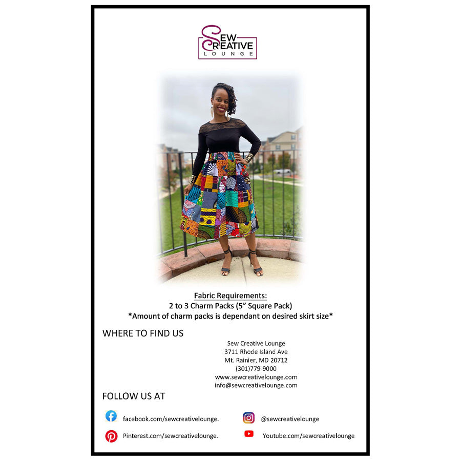 5" Block African Patchwork Skirt Pattern by Sew Creative Lounge