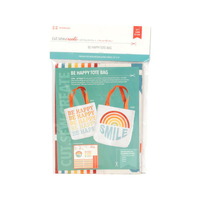 Be Happy Tote Bag Panel by Cut Sew Create