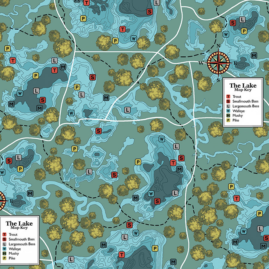 Studio E River Rhythms Map Blue/Green 1 Yard Cut