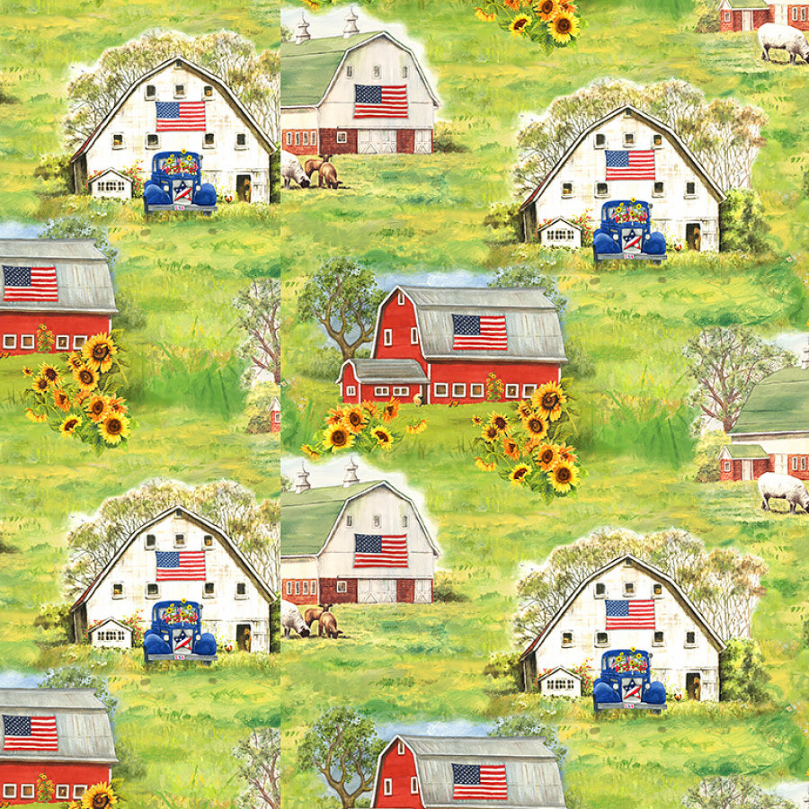 Studio E Liberty Barn Scenic Green 1 Yard Cut