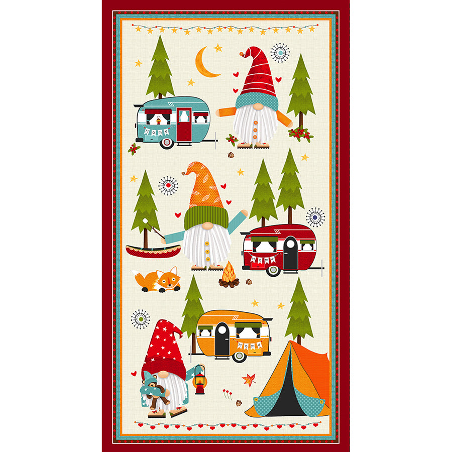 Camping Gnomes 24" Panel Off White
