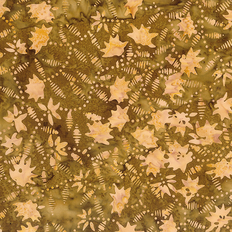 Cinnamon Tree Batiks Lined Blossoms Ginger