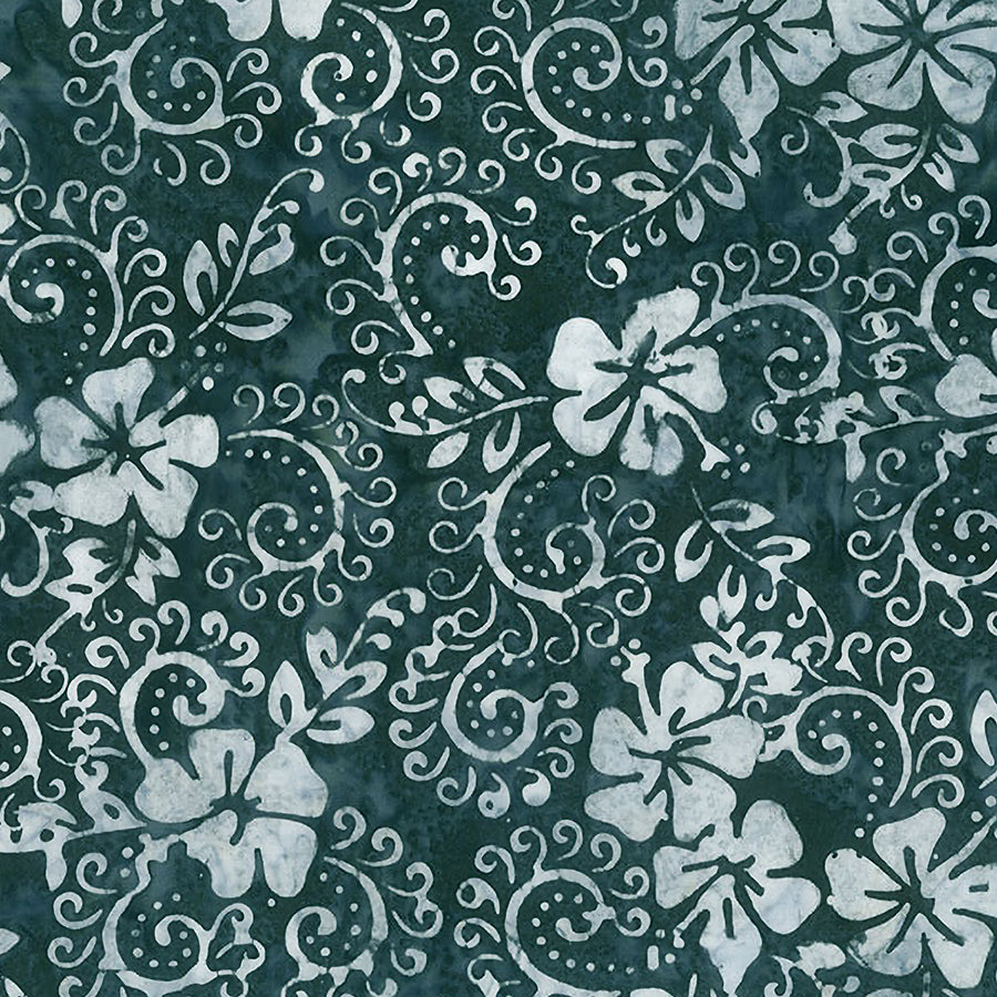 Banyan Boardwalk Dreams Batiks Double Hibiscus Swirl After Dark 1 Yard Cut