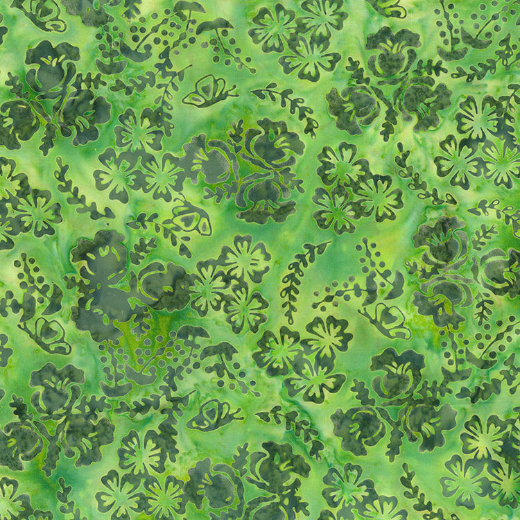 Banyan Secret Garden Batiks Garden Lime Twist 1 Yard Cut