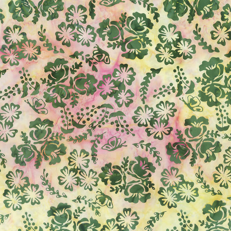 Banyan Secret Garden Batiks Garden Green Envy 1 Yard Cut