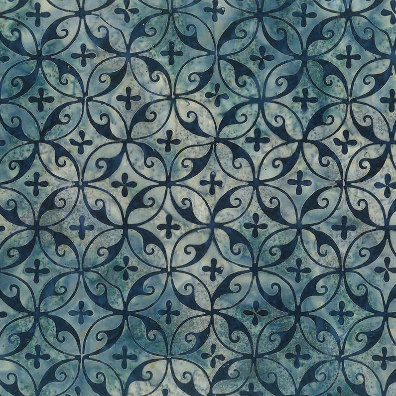 Tile Fusion Batiks Circle Swirl Arctic Blue