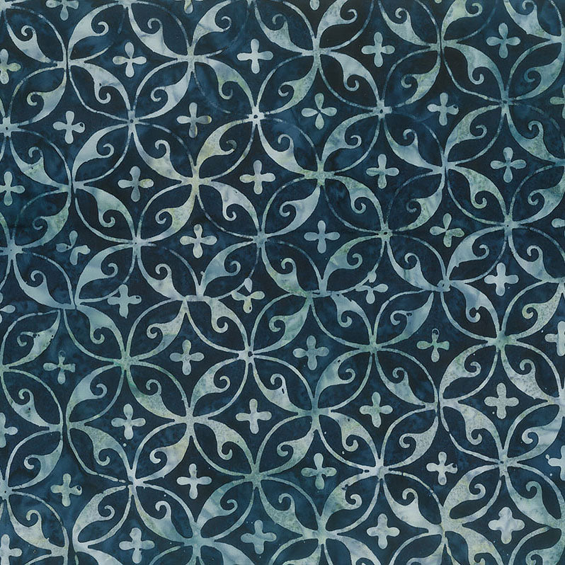 Tile Fusion Batiks Circle Swirl Navy