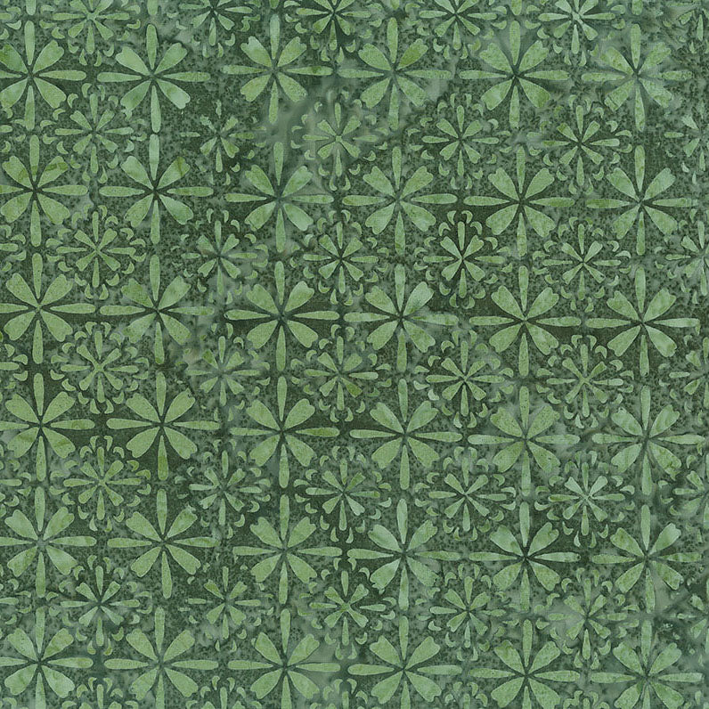 Tile Fusion Batiks Tile Floral Deep Sage
