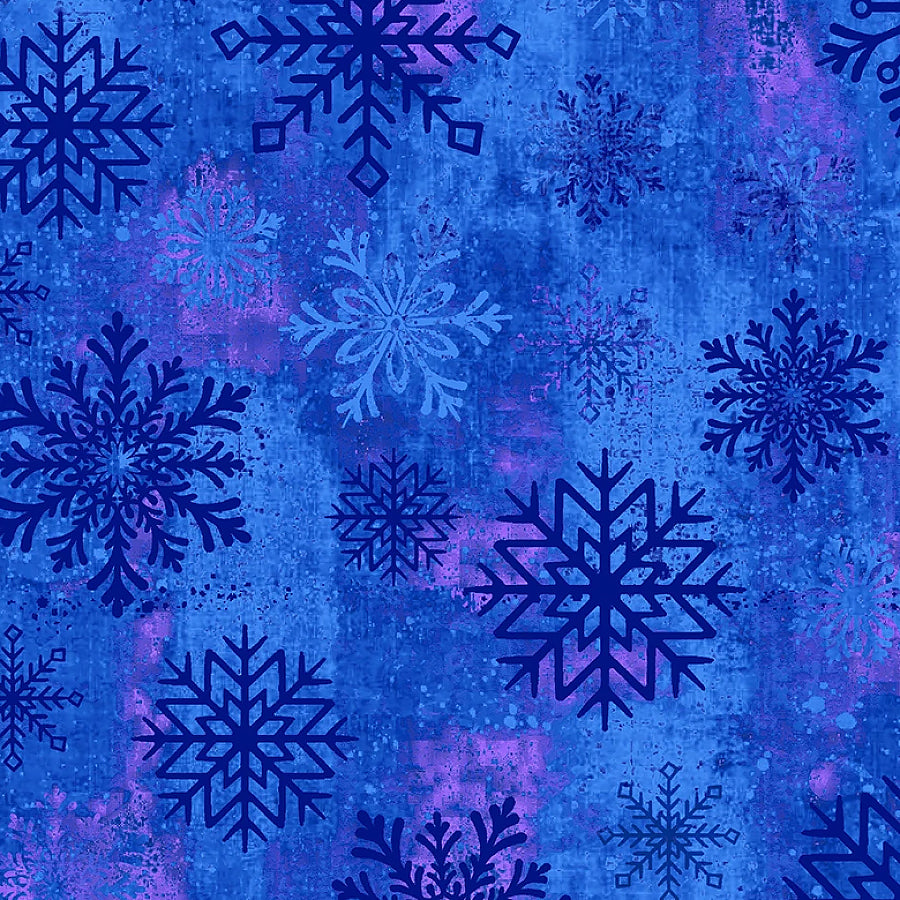 108" Wide Quilt Backing Snowburst Snowflake Toss Admiral