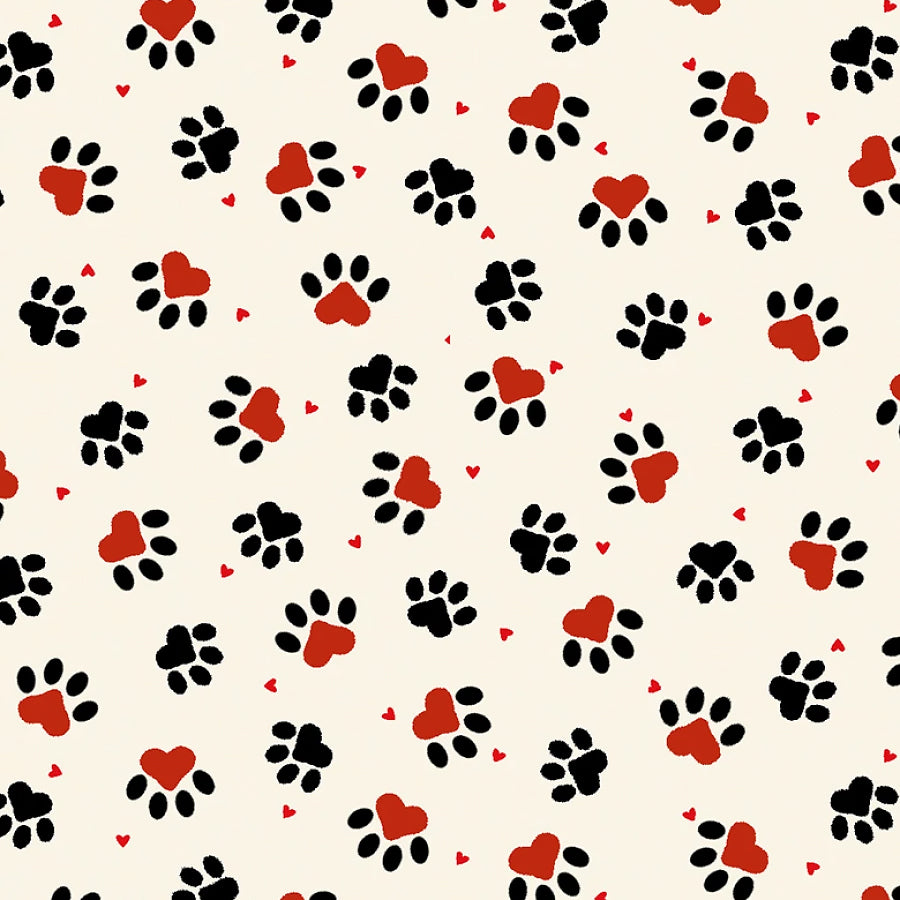 Knit 1, Purr 2 Paw Prints Ecru