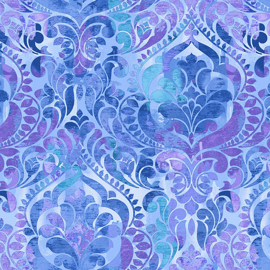 118" Wide Quilt Backing You Damask! Blue Violet from StudioE 3 YARD CUT