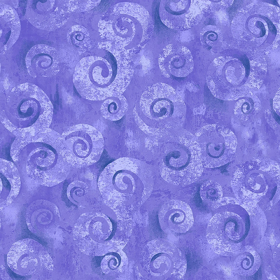 118" Wide Quilt Backing Spiral Storm Swirl Texture Purple
