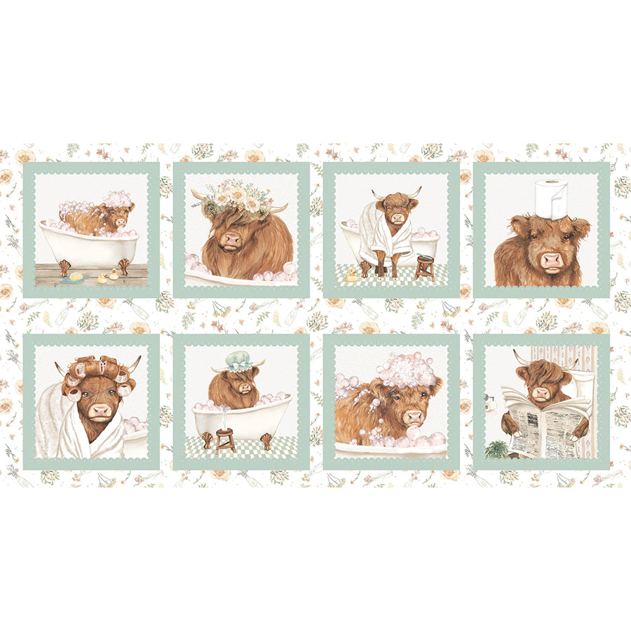Bathing Bonnies 24" Block Panel Ginger/Mint
