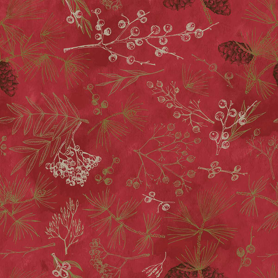 108" Wide Quilt Backing Good Natured Tree Bits Auburn