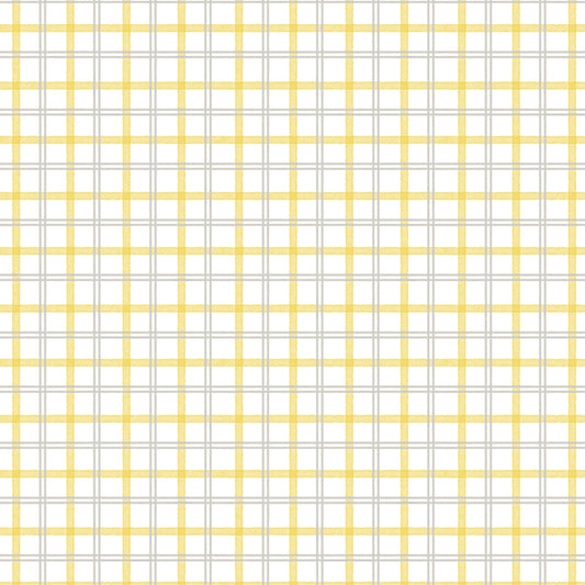 Wilmington Bees & Blooms Plaid White/Yellow 1 Yard Cut