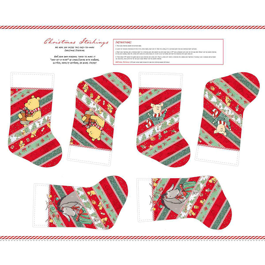 Christmas at Pooh Corner 36" Stockings Panel Red/Green