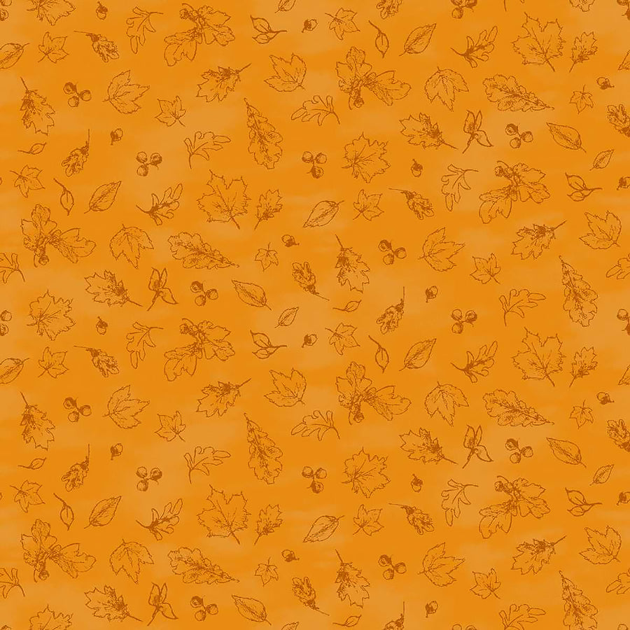 Haunted Acre Wood Leaves Lineart Orange