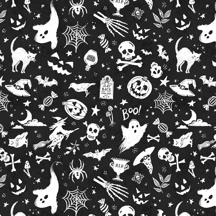 Midnight Hauntings Motif Toss Black
