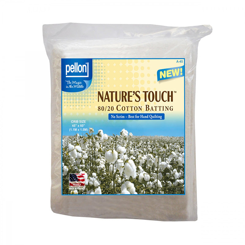 Nature's Touch 80/20 Cotton/Polyester Batting CRIB Size 45 X 60 by Pellon