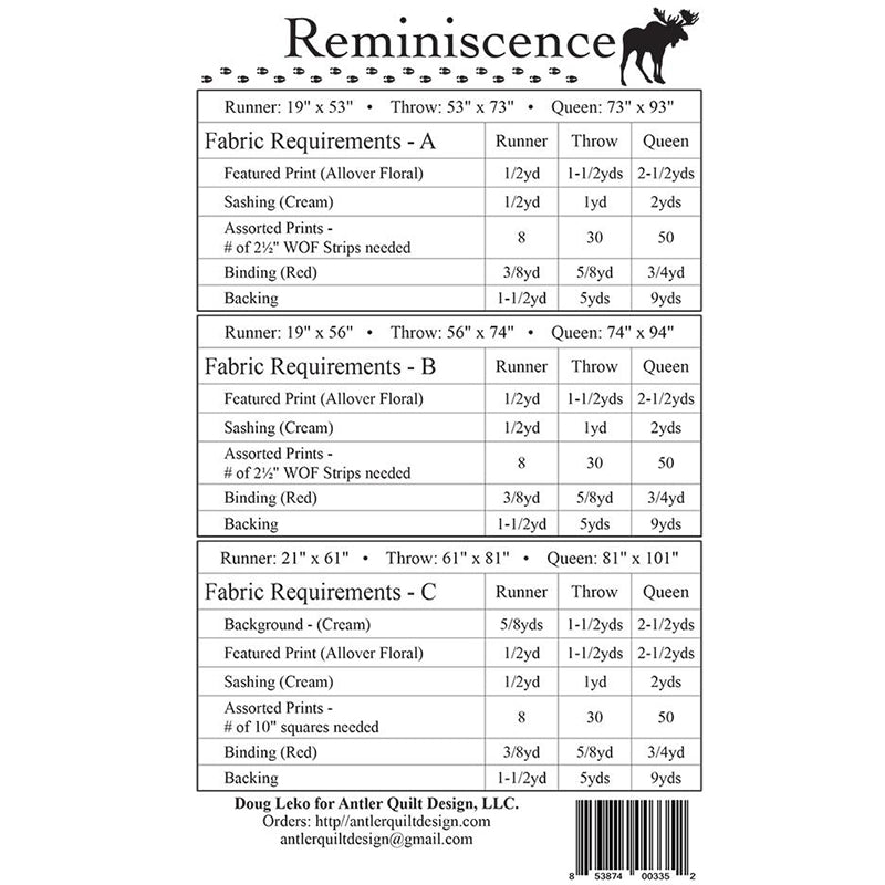 Reminiscence Quilt Pattern by Antler Quilt Design
