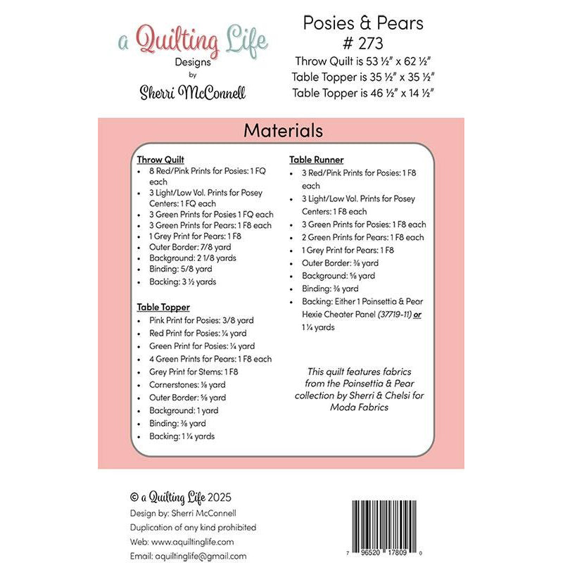 Posies & Pears Quilt Pattern by A Quilting Life Designs