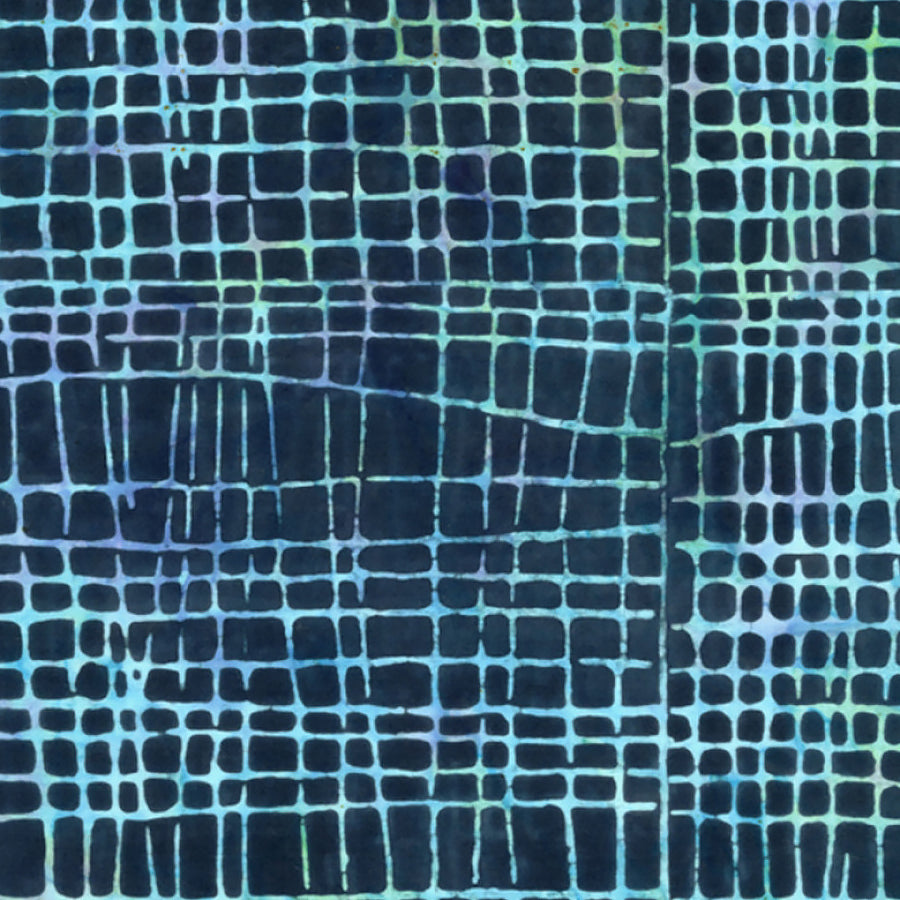 Tonga Juniper Batiks Abstract Grid Ocean
