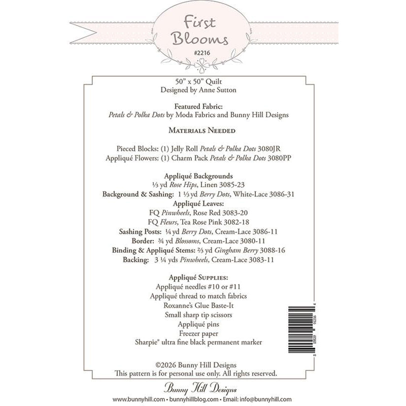 First Blooms Quilt Pattern by Bunny Hill Designs