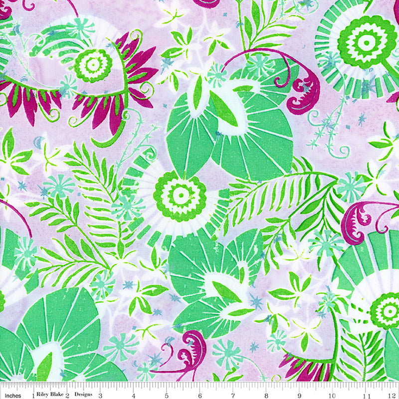 Riley Blake Expressions Batiks Bedazzled! Flora Wisteria Skye 1 Yard Cut