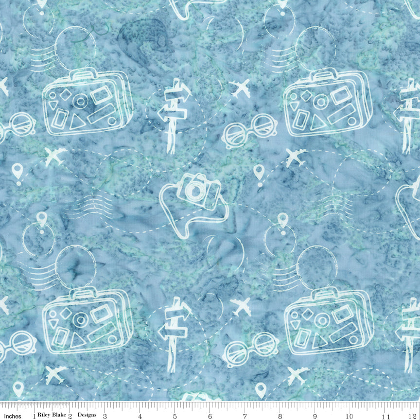 Expressions Batiks Places You'll Go Traveling Baby Blue