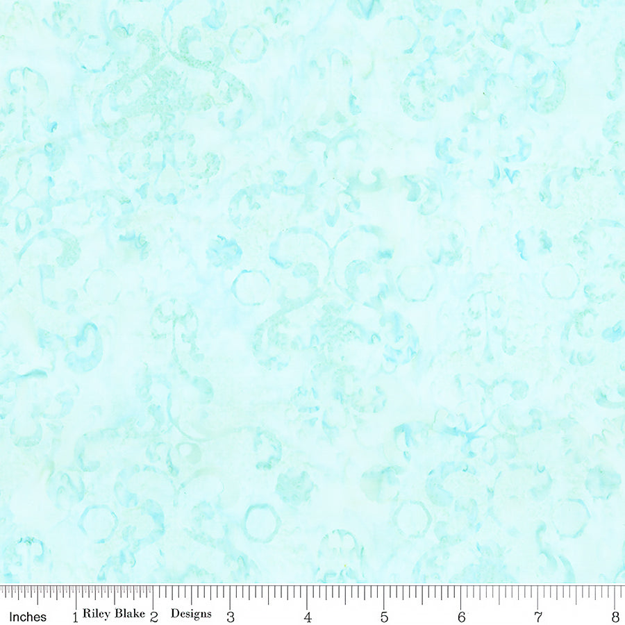 Watercolor Daisies Batiks Damask Adriatic Mist