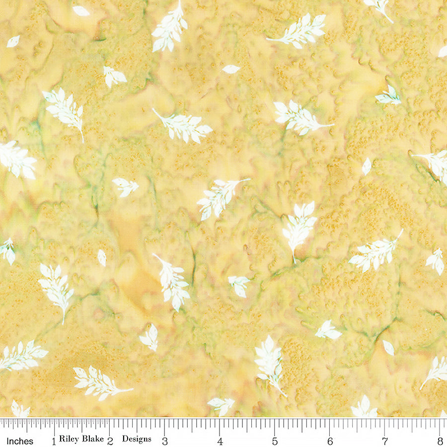 Watercolor Daisies Batiks Leaves Dijon