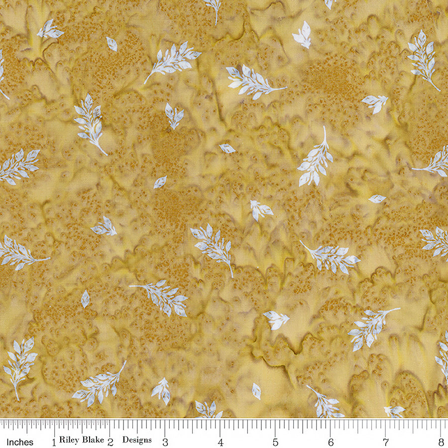 Watercolor Daisies Batiks Leaves Antique Gold