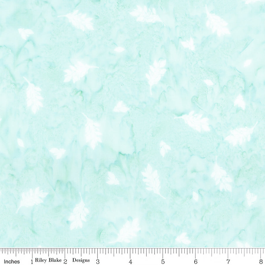 Watercolor Daisies Batiks Leaves Adriatic Mist