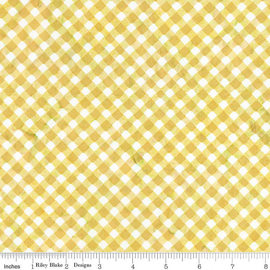 Watercolor Daisies Batiks Checks Butterscotch
