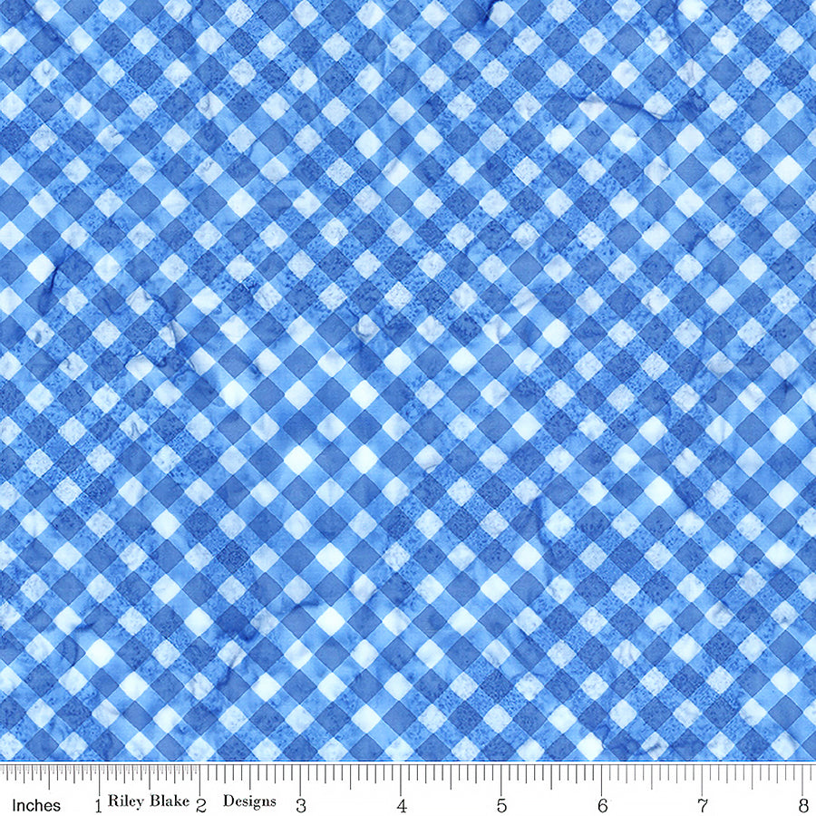 Watercolor Daisies Batiks Checks Blueprint Matte