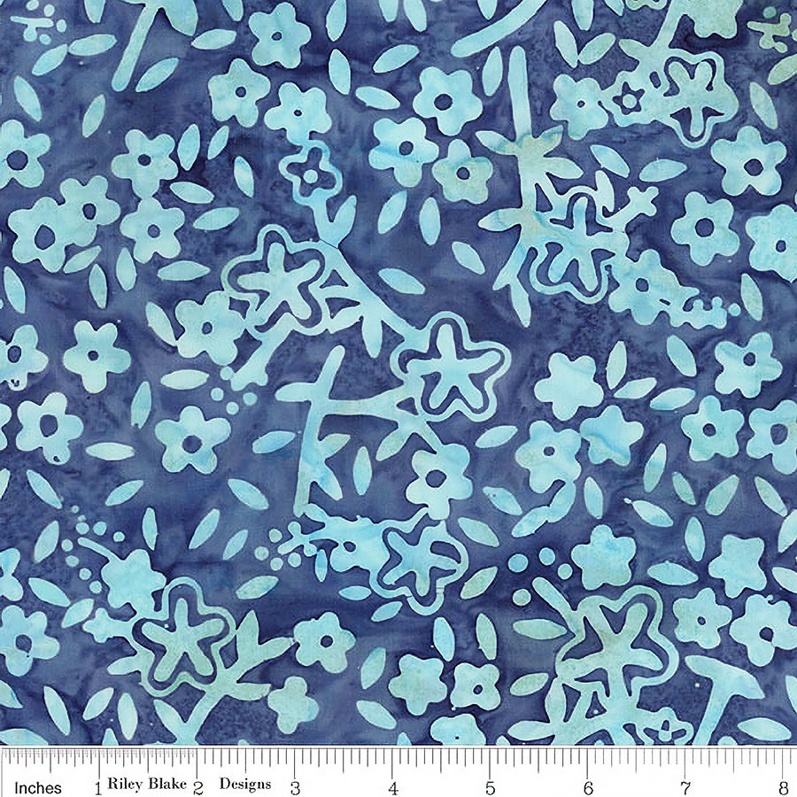 Floral Grid Batiks Floral Grid Denim Bijou