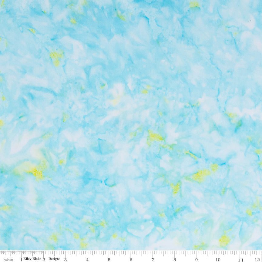 108" Wide Quilt Backing Hand-Dyes Light Turquoise Green Multi