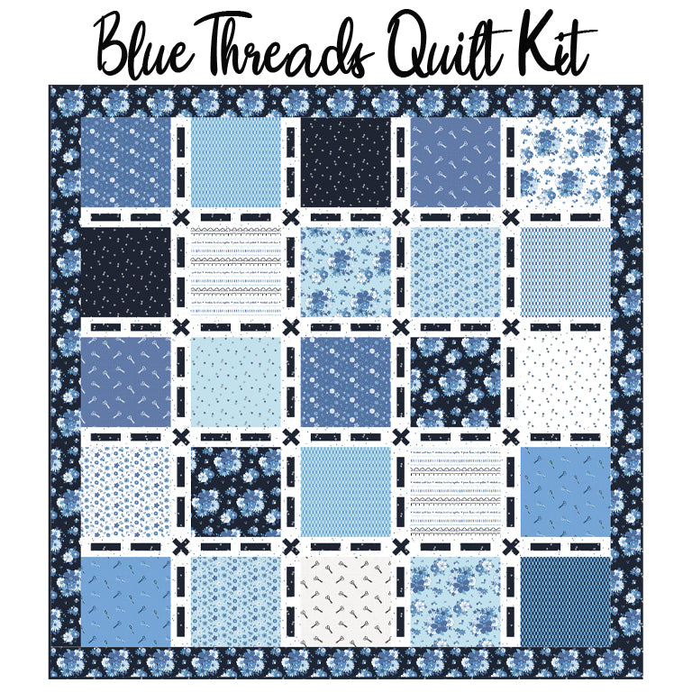 Blue Threads Quilt Kit with Blue Blooms & Threads from Riley Blake