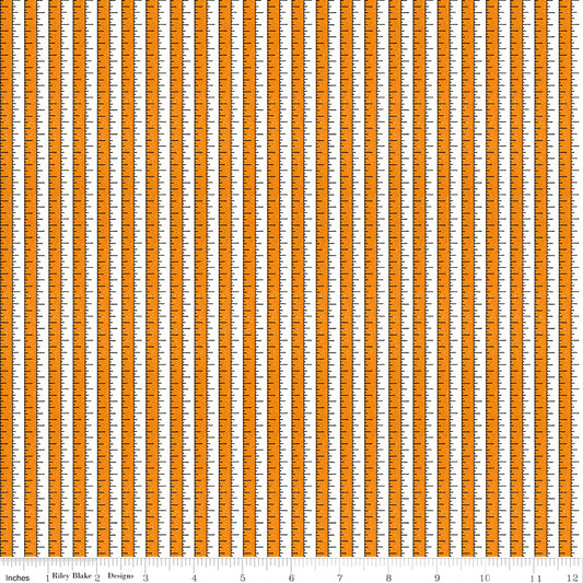 Riley Blake Costume Maker's Act II Tape Measure Orange 1 Yard Cut