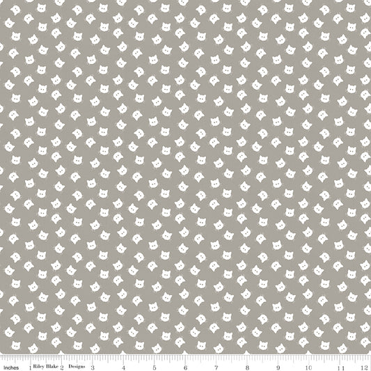 Riley Blake Costume Maker's Act II Scaredy Cat Buttons Gray 1 Yard Cut