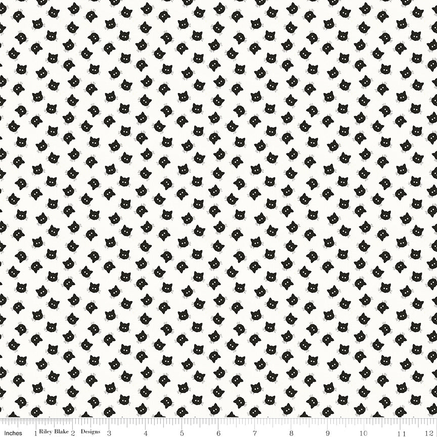 Riley Blake Costume Maker's Act II Scaredy Cat Buttons White 1 Yard Cut