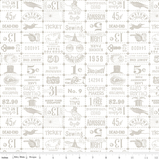Riley Blake Costume Maker's Act II Ticket Grid White 1 Yard Cut