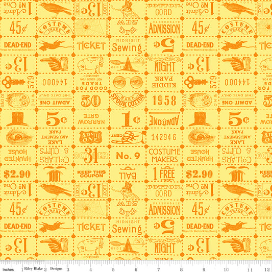 Riley Blake Costume Maker's Act II Ticket Grid Yellow 1 Yard Cut