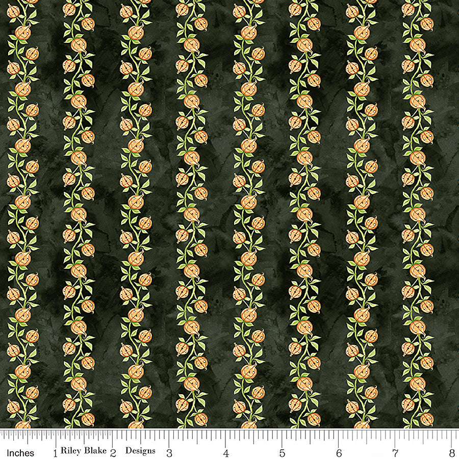 Riley Blake Ghoul Friends Pumpkin Vine Black 1 Yard Cut