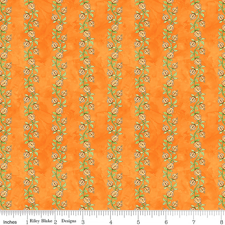 Riley Blake Ghoul Friends Pumpkin Vine Orange 1 Yard Cut
